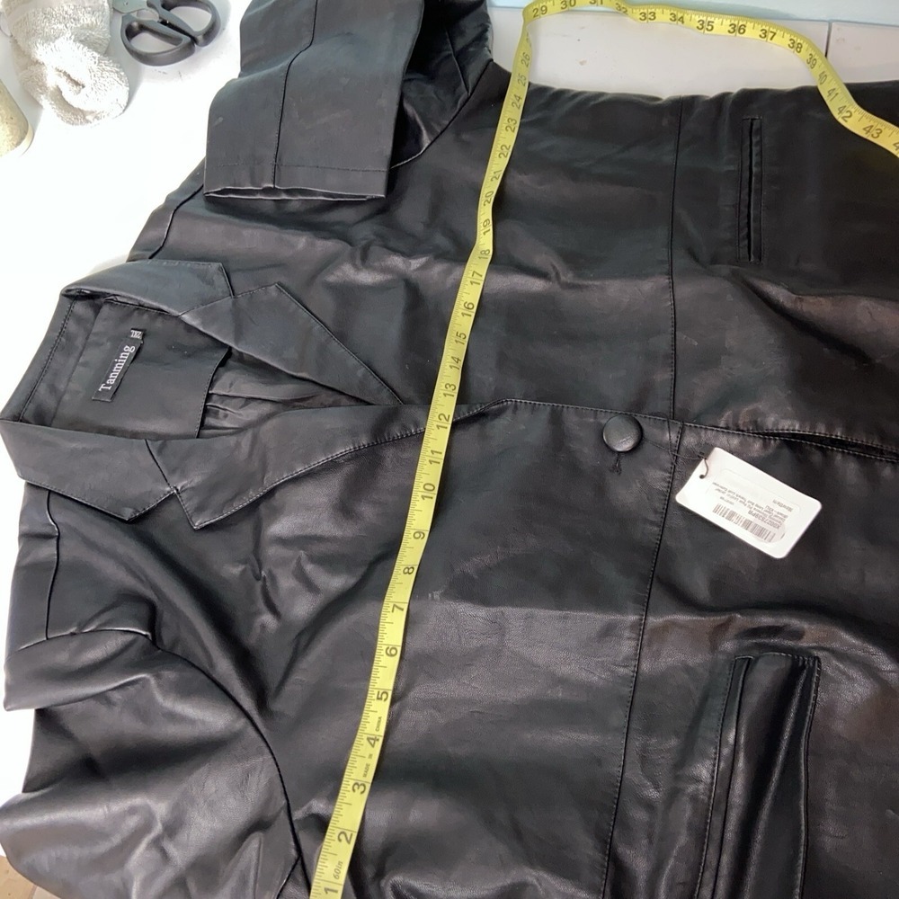 Tanming Womens Faux Leather Jacket 2XL Black Trench Coat B&T - Picture 6 of 13